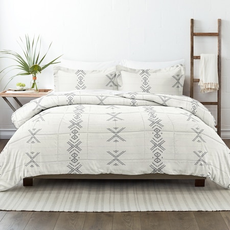 Home Collection Premium Down Alternative Urban Stitch Patterned Comforter Set, Full/Queen, Gray IH-CMF-URS-Q-GR